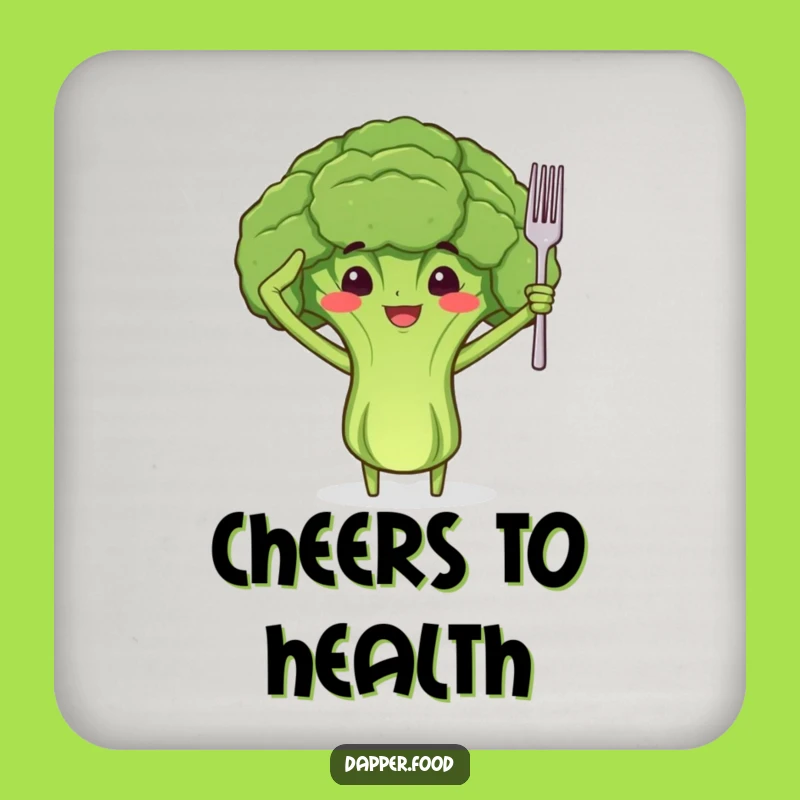 Funny Proud Broccoli Salute Coaster: Healthy Humor for Your Table Gift