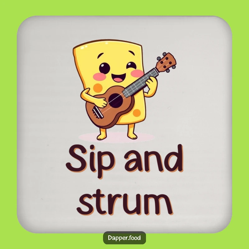 Funny Cheese Ukulele Drink Coaster: Protect Surfaces with Music, Funny Gift