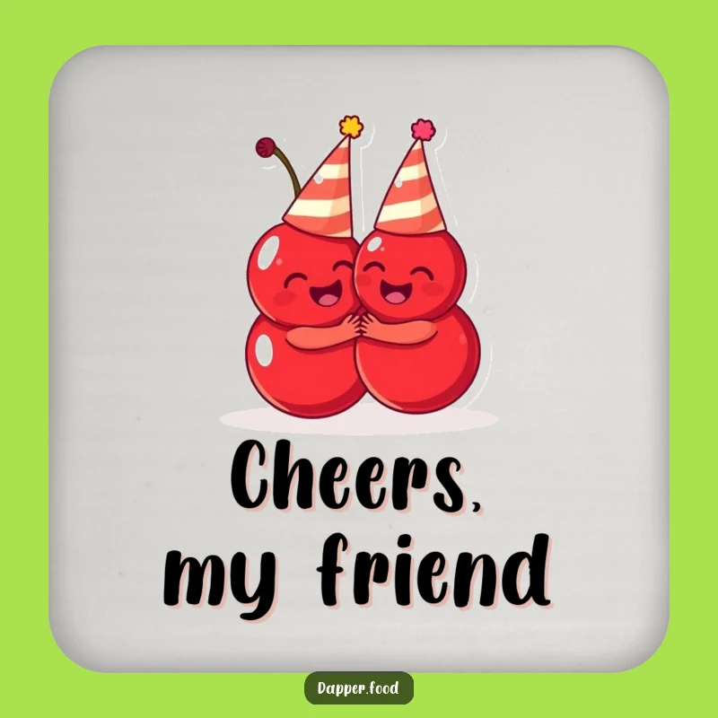 Funny Cherries Drink Coaster: Protect Surfaces with Cute Party Fruit Art