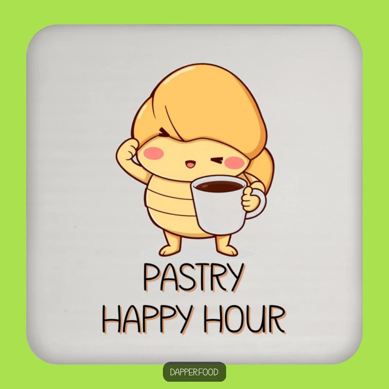 Funny Croissant Coffee Pose Coaster Set - Protect Surfaces Dramatically