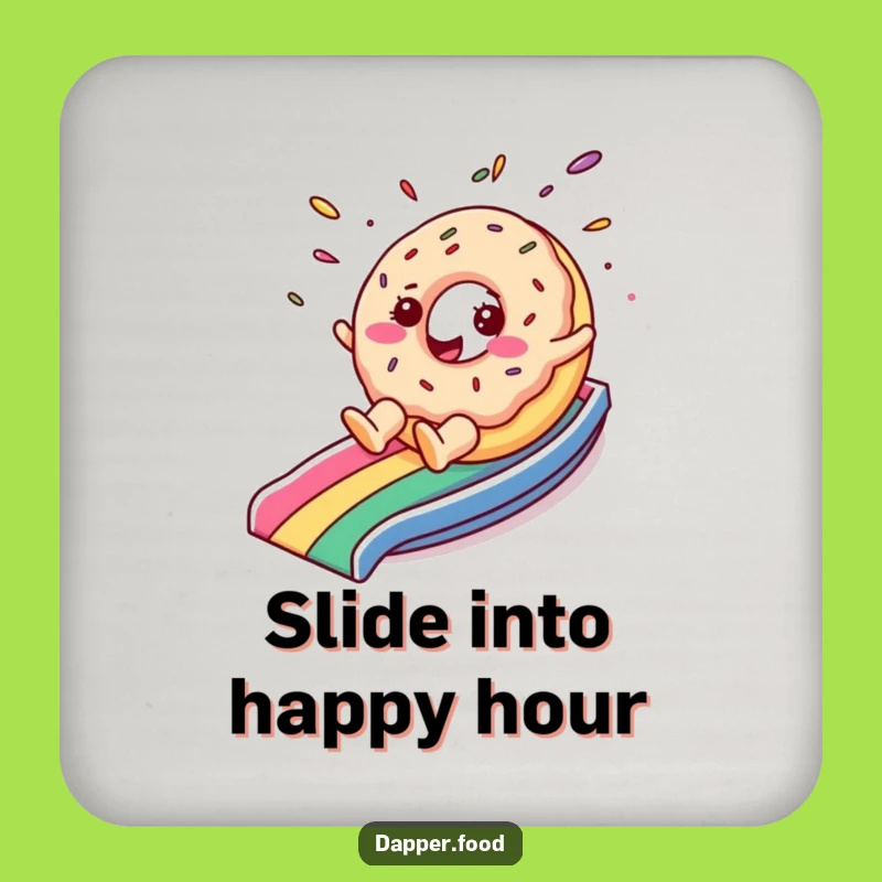 Funny Donut Rainbow Slide Coaster: Protect Surfaces with Character Charm