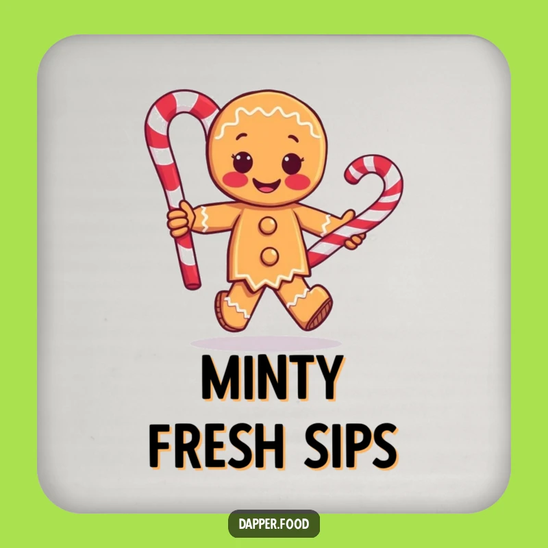 Funny Gingerbread Man Coaster - Candy Cane Drink Protector Gift