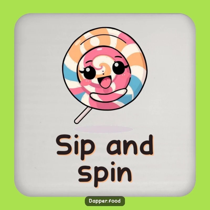 Funny Kawaii Lollipop Coasters: Protect Surfaces with Spinning Character Art Funny Gift