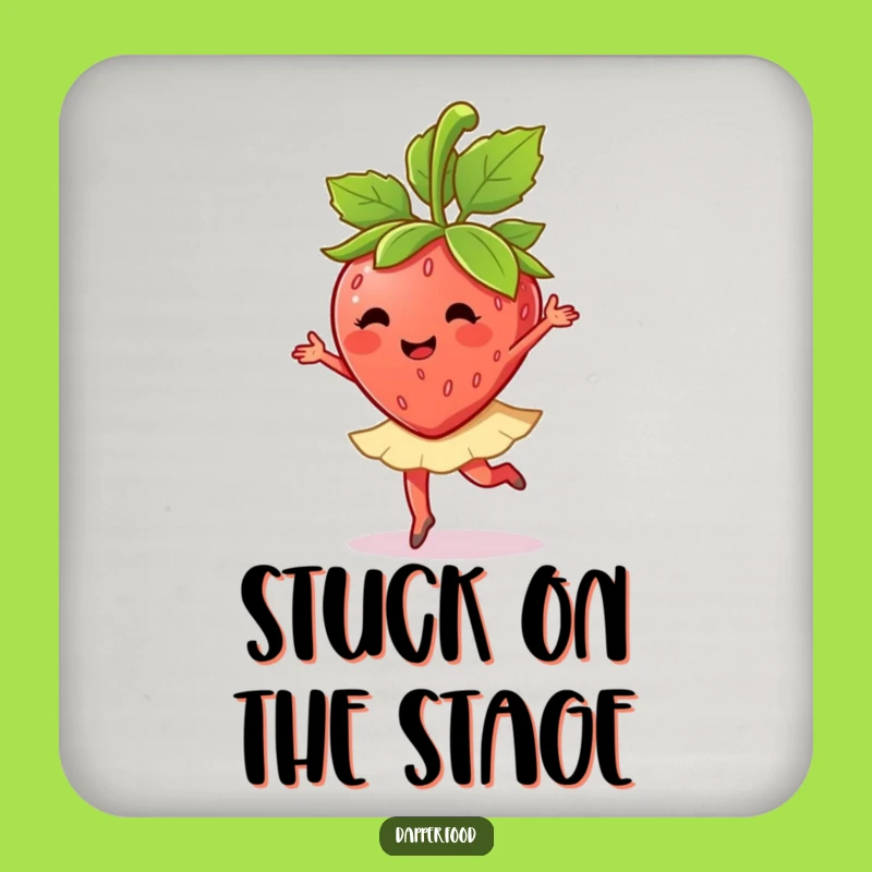 Funny Strawberry Ballet Twirl Drink Coasters: Protect Surfaces with Sweetness