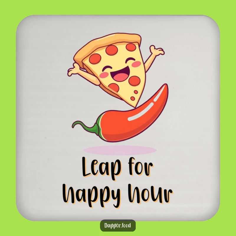 Funny Pizza Leap Coaster, Humorous Table Protector, Foodie Gift