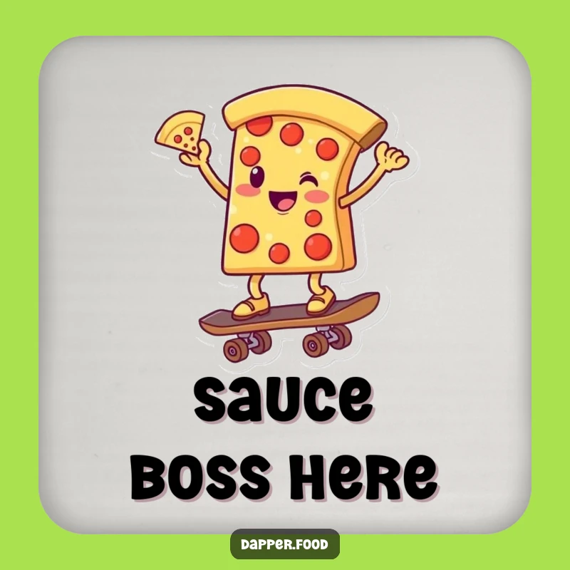 Funny Pizza Skateboarder Coaster: Protect Surfaces with Pizza-Themed Fun