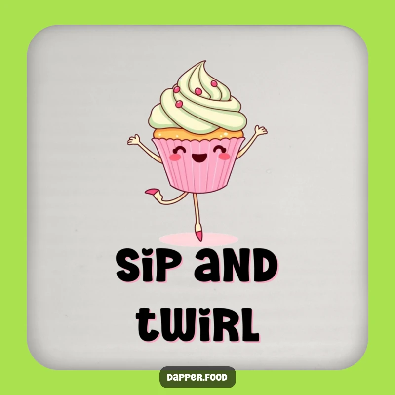 Funny Cupcake Pirouette Coaster - Ballet Dessert Accessory, Gift