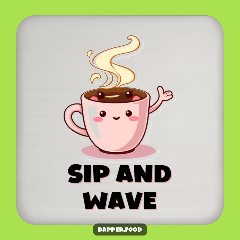 Funny Coffee Cup Coaster - Protective Waving Character Holder for Beverage Charm