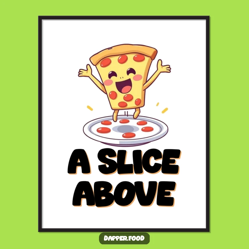 Funny Pizza Leap Poster: Dramatic Food Art for Your Walls