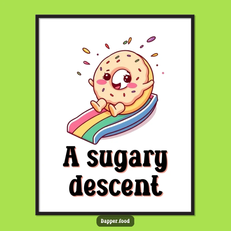 Funny Donut Rainbow Slide Poster: Cheerful Character Art for Sweet Decor