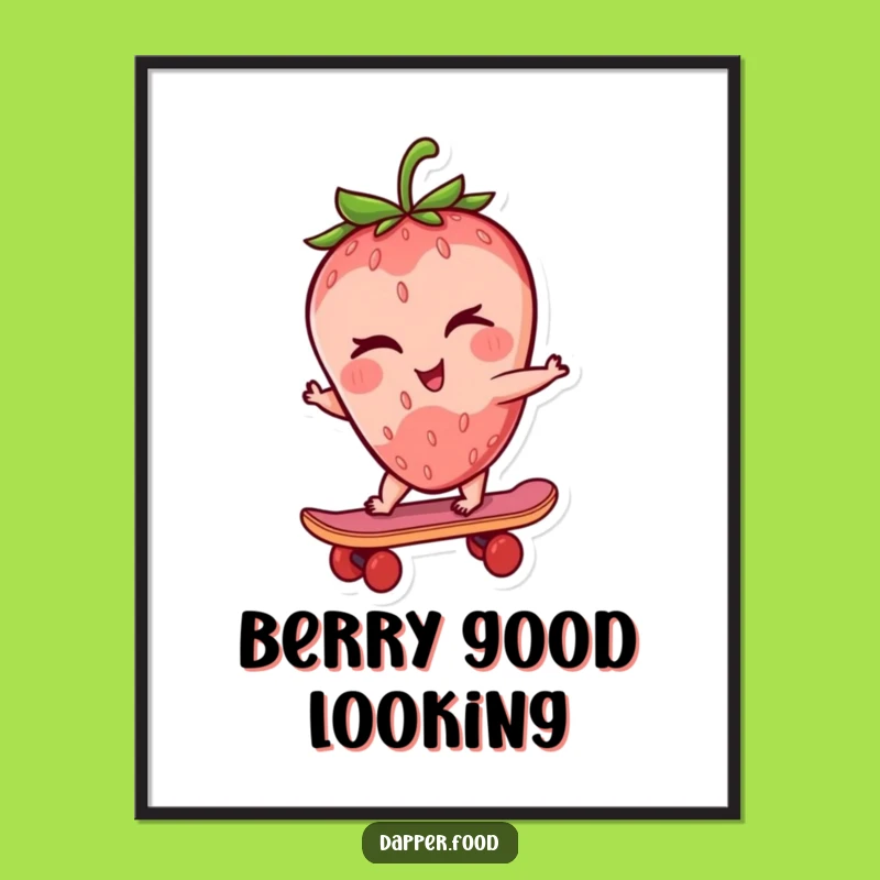 Funny Strawberry Skater Poster: Cool Art for Your Walls