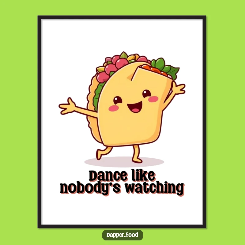 Funny Dancing Tacos Poster: Fiesta Wall Art for Foodie Fun