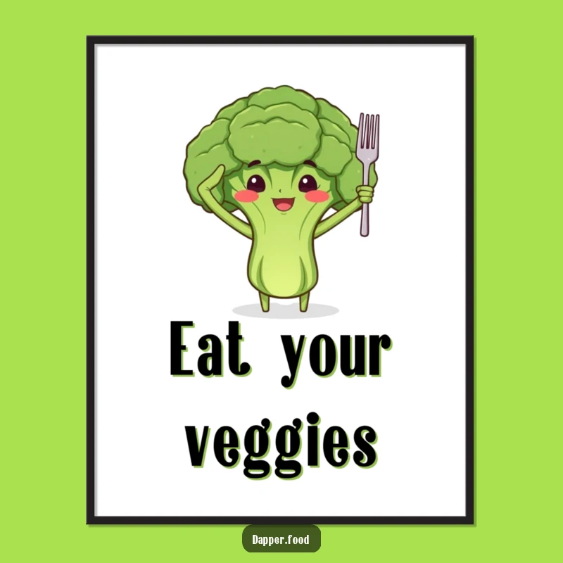 Funny Proud Broccoli Salute Poster: Healthy Humor Wall Art Gift