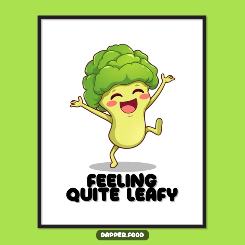 Funny Broccoli Cartwheel Poster Vibrant and Hilarious Veggie Art Print