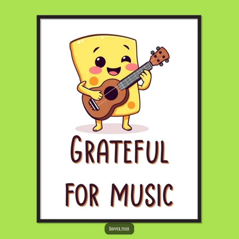 Funny Cheese Ukulele Poster: Strumming Slice Art, Perfect Musical Funny Gift