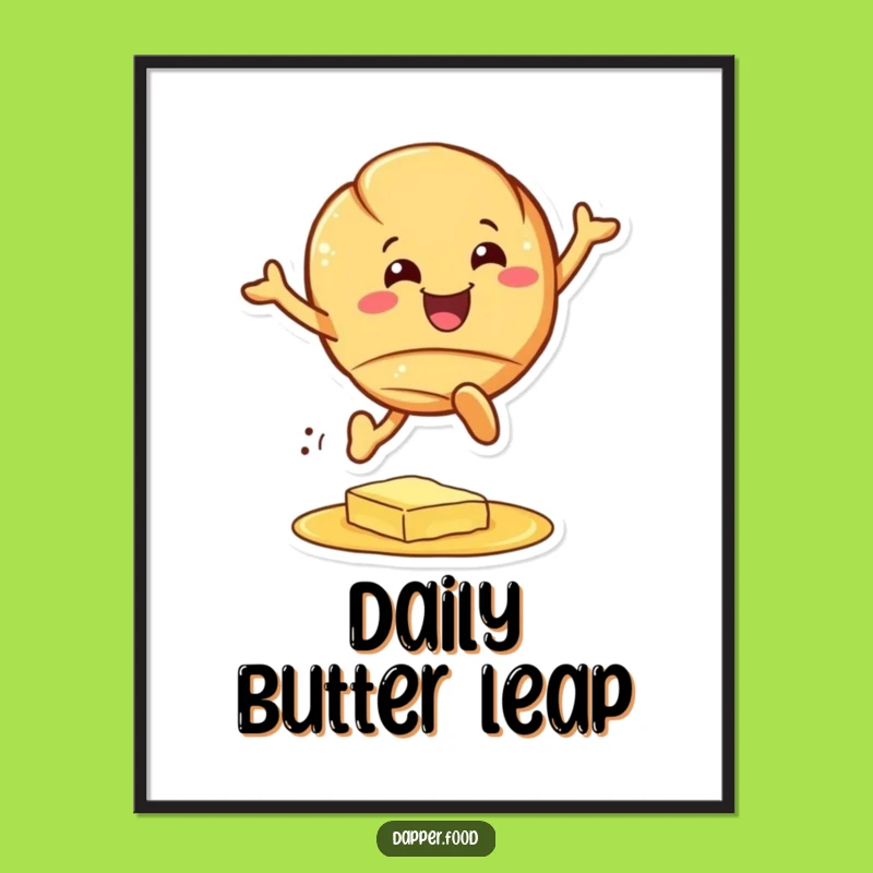 Funny Croissant Poster: Hilarious Leaping Pastry Art for a Cheerful Home