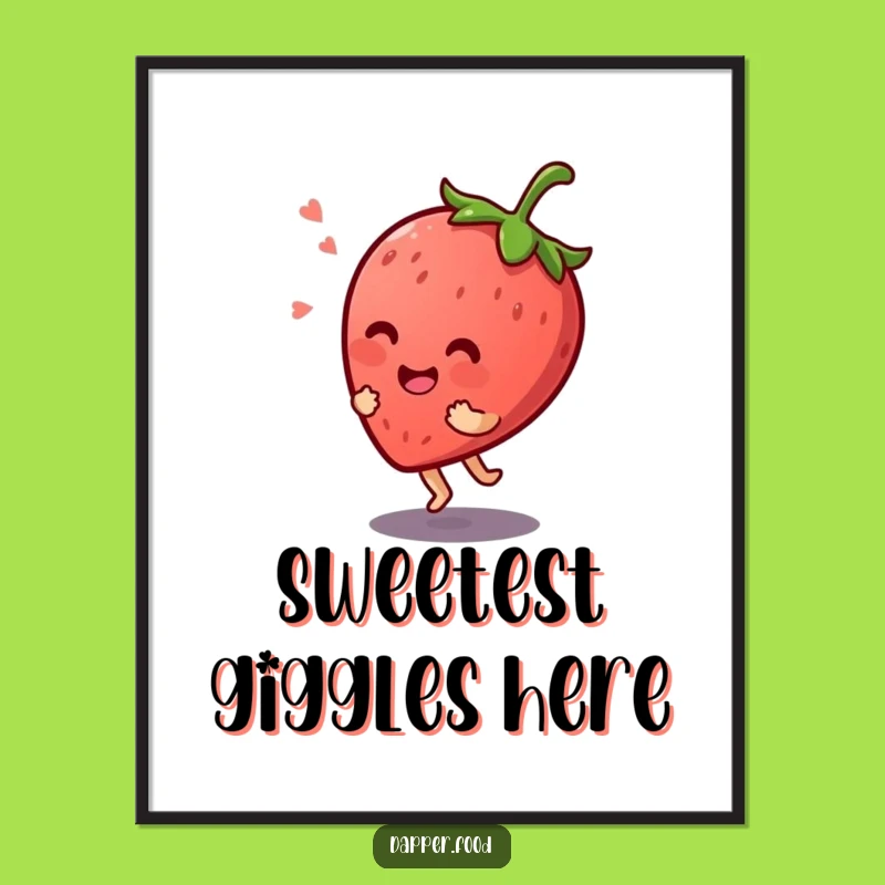 Funny Kawaii Strawberry Bounce Poster: Giggling Art, Perfect Gift!