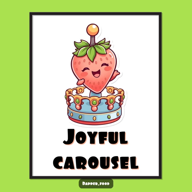 Funny Strawberry Spin Poster: Joyful Carnival Art, Decor Gift