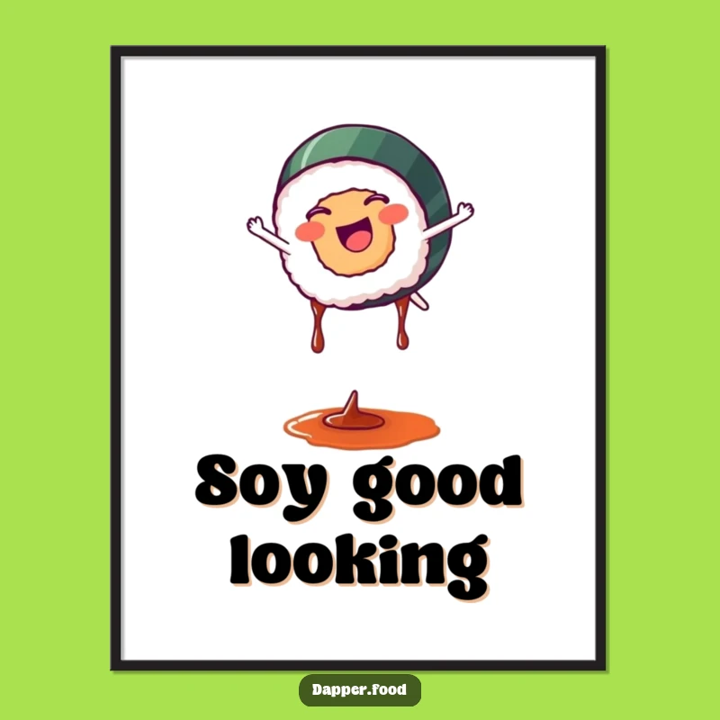 Funny Sushi Cartwheel Poster: Whimsical Food Art for Your Walls