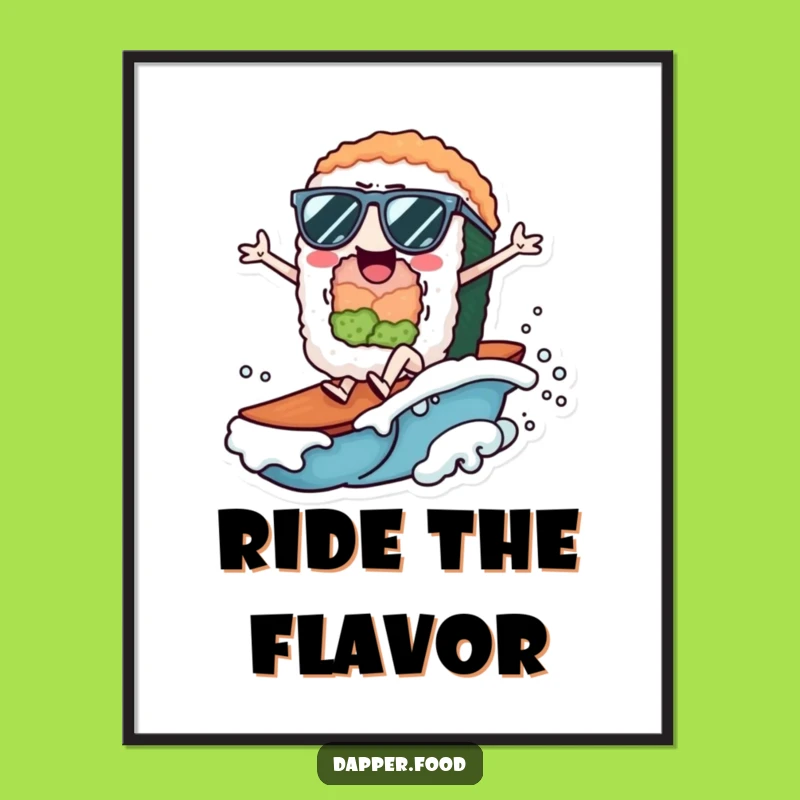 Funny Sushi Wave Poster: Cool Surfer Art, Beach Decor Gift