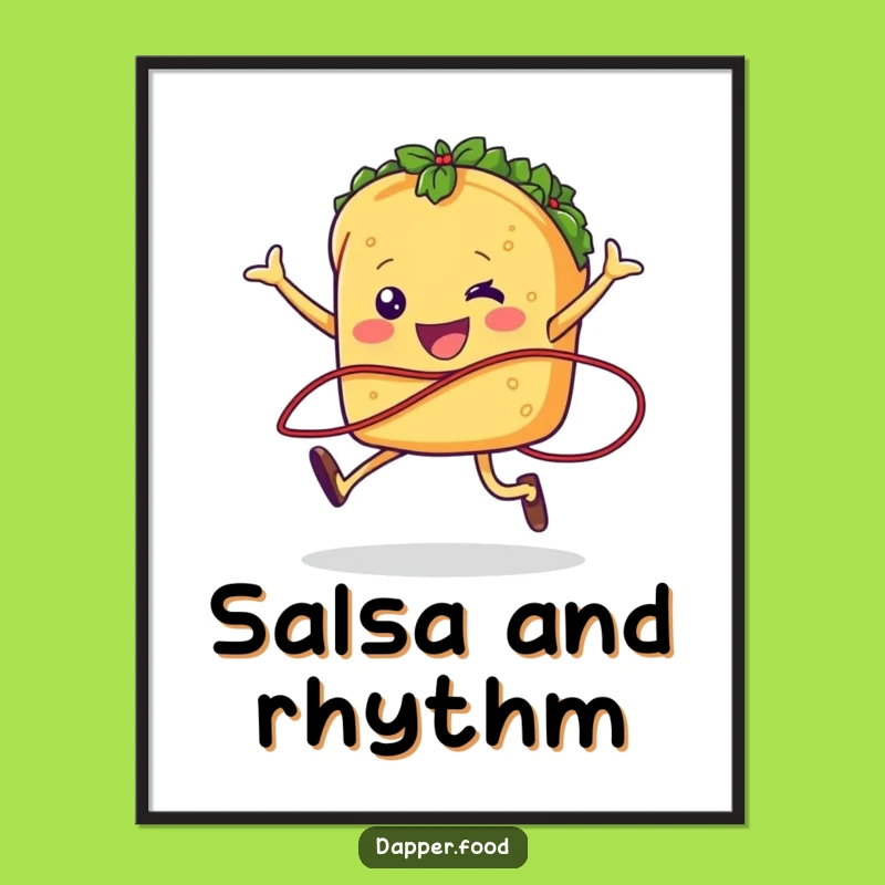 Funny Taco Jumping Rope Poster Zesty Art for a Hilarious, Energetic Space