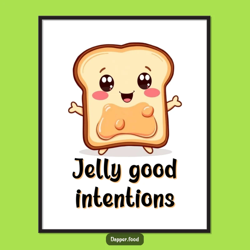 Funny Toast Jumping for Jelly Jar Poster - Vibrant & Amusing Breakfast Art Funny Gift