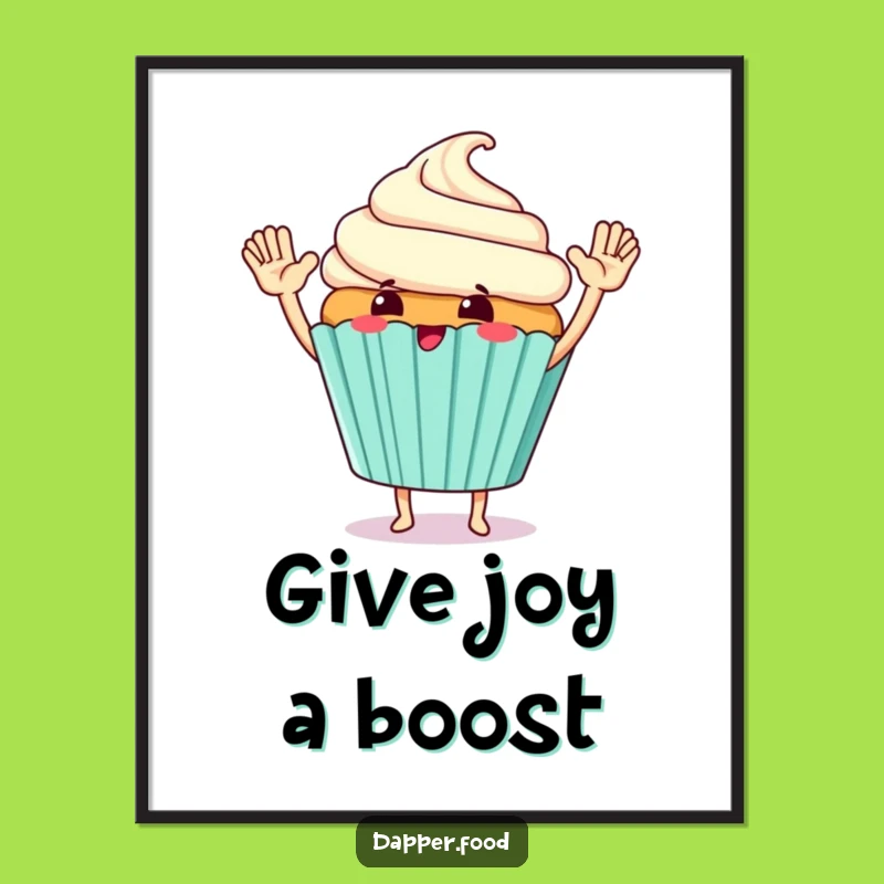 Funny Cupcake High-Five Poster: Joyful Art, Party Decor Gift