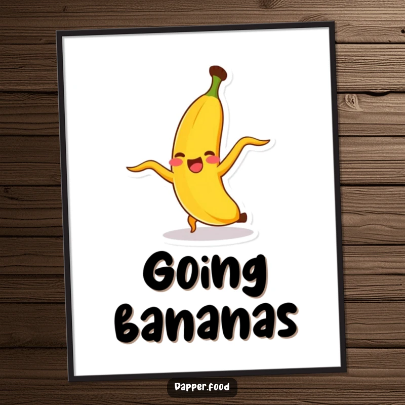 Funny giggling banana character doing a cartwheel, peel flying, a dynamic and humorous artwork.