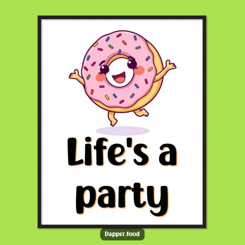 Funny Donut Cartwheel Poster: Sprinkle Joy Art, Whimsical Dessert Gift