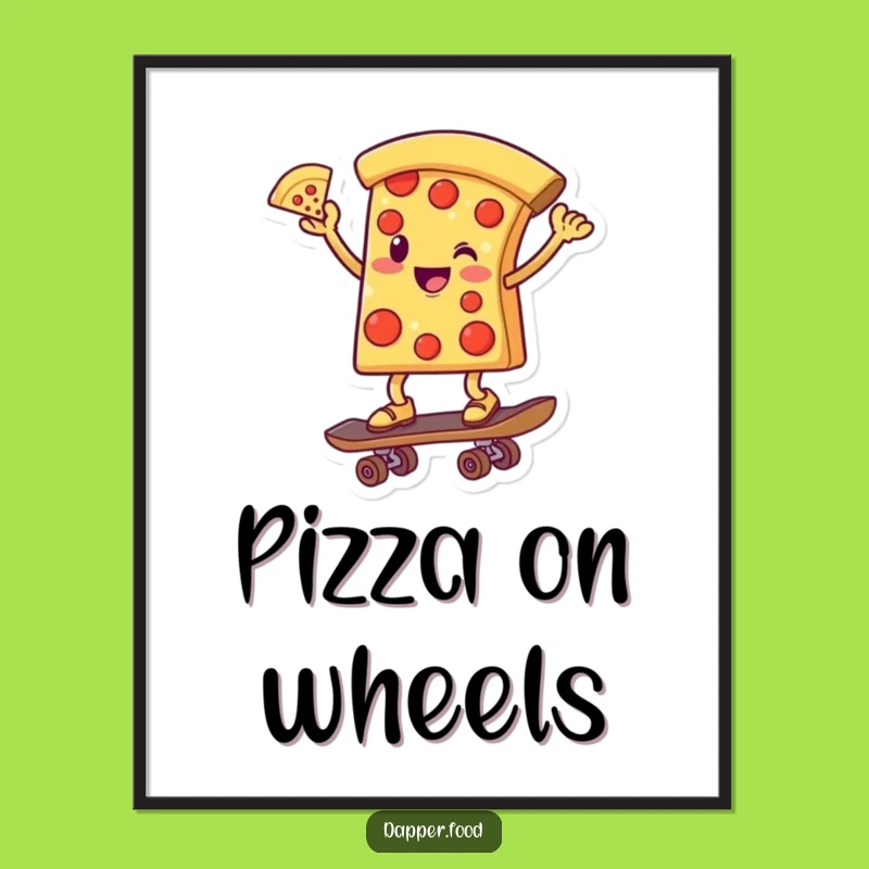 Funny Pizza Skateboarder Poster: Hilarious Wall Art for Foodies and Skate Fans