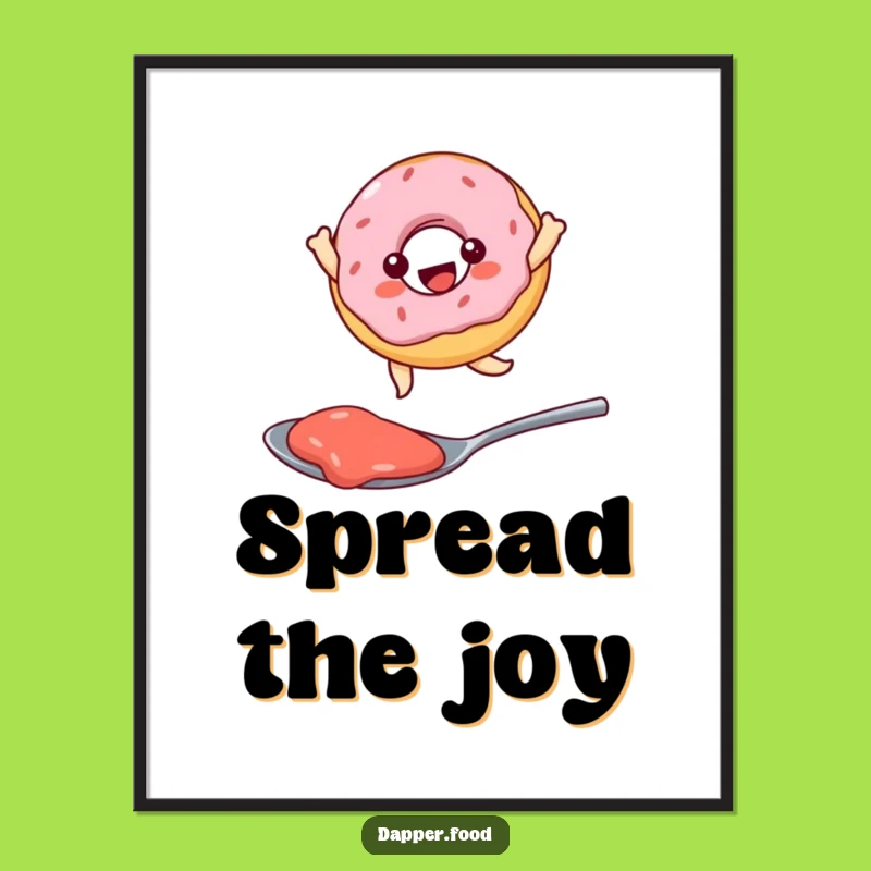 Funny Kawaii Donut Jam Leap Poster: Hilarious Art for Sweet Spaces