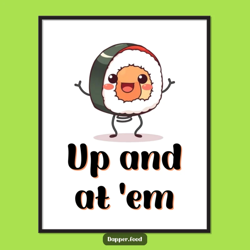 Funny Sushi Roll Poster: Joyful Wall Art for Foodie Fun