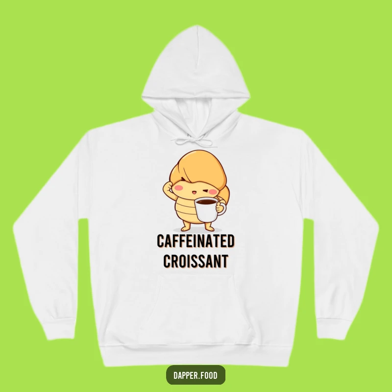Funny Croissant Coffee Pose Hoodie - Cozy & Dramatic Comfort
