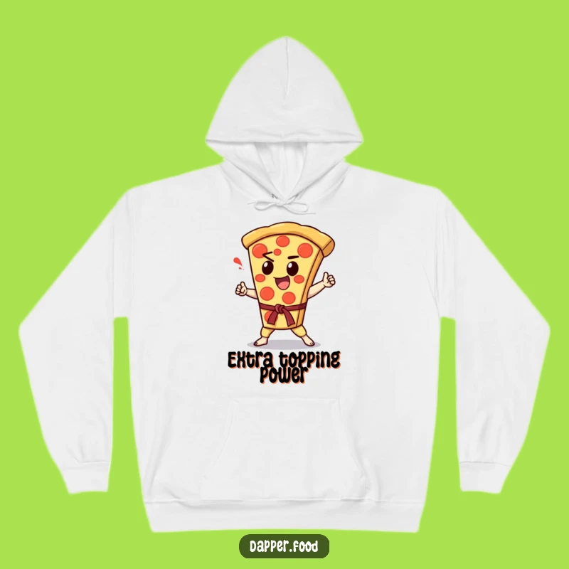 Funny Kawaii Pizza Karate Chop Hoodie: Enthusiastic Warmth, Perfect Gift!