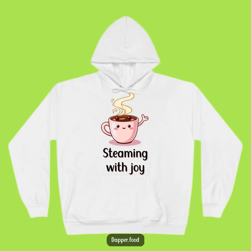 Funny Coffee Cup Hoodie - Cozy Waving Character Sweatshirt for Warm Gifts