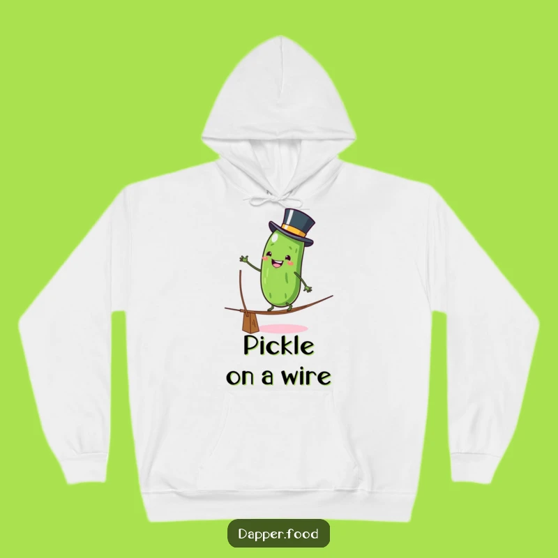 Funny Pickle Tightrope Hoodie: Cozy Daring Character Design, Perfect Funny Gift for Warmth