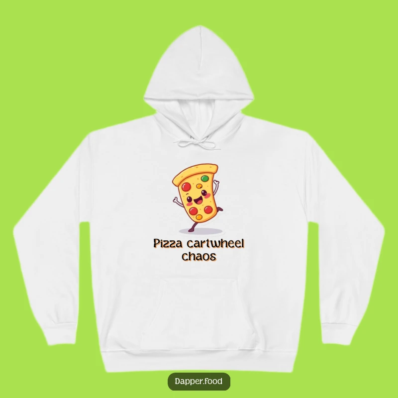Funny Pizza Cartwheel Hoodie: Cozy Character Wear for Foodie Comfort