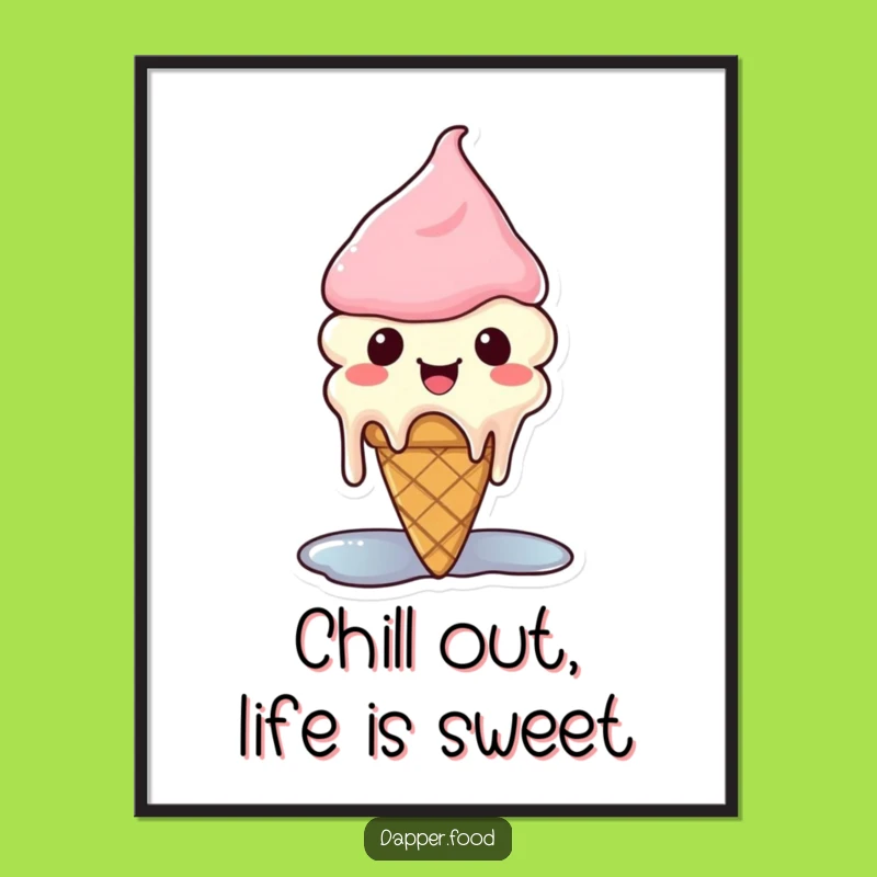 Funny Free Printable Wall Art: Happy Melting Ice Cream, Hilarious Downloadable Decor for Sweet Spaces