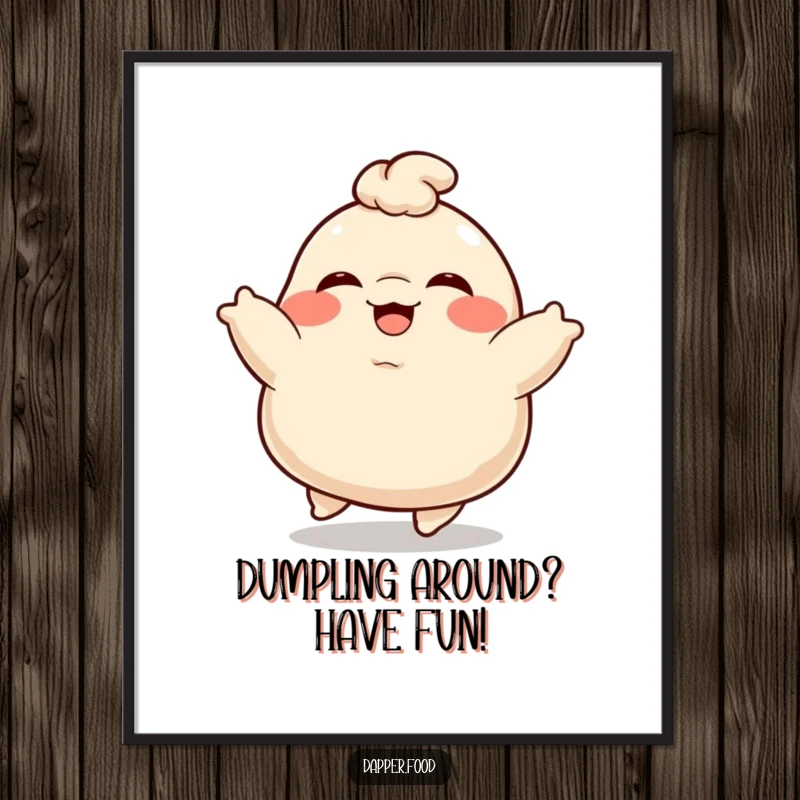 Funny Free Printable Wall Art: A plump, giggling dumpling happily bouncing, bringing cheerful vibes to your decor.