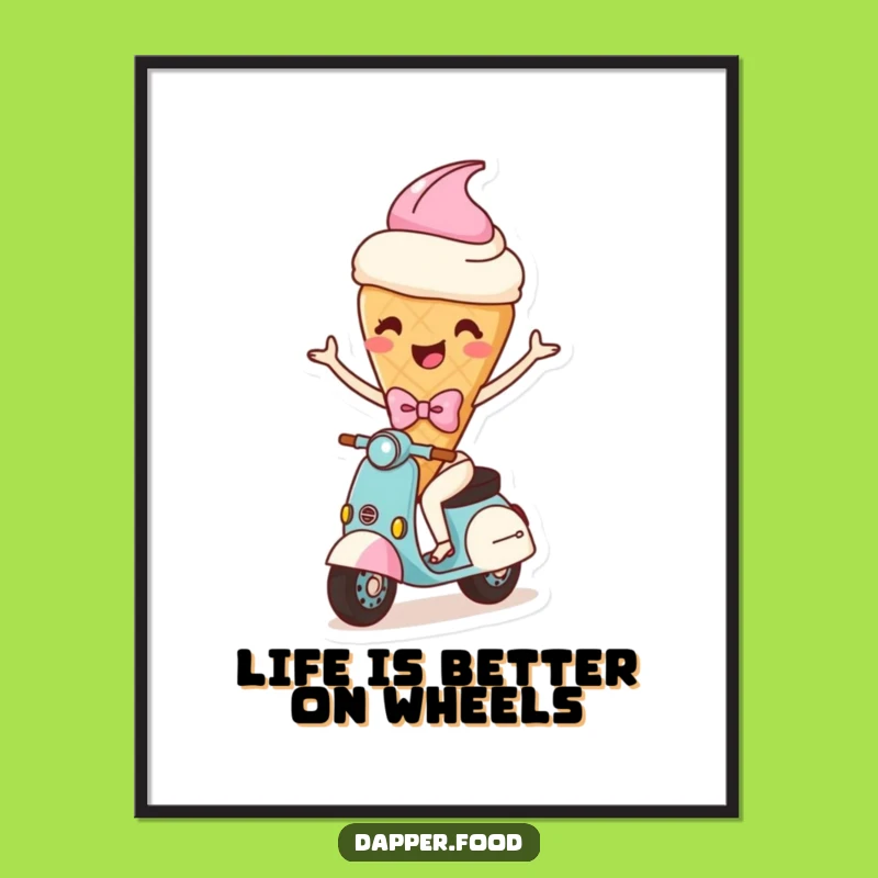 Free Printable Funny Ice Cream Art: Scooter Character - Hilarious Downloadable Poster!