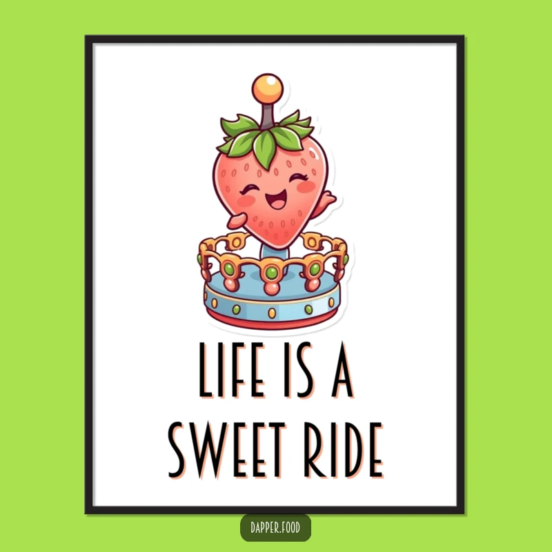 Free Printable Strawberry Art: Funny Merry-Go-Round Downloadable Wall Decor