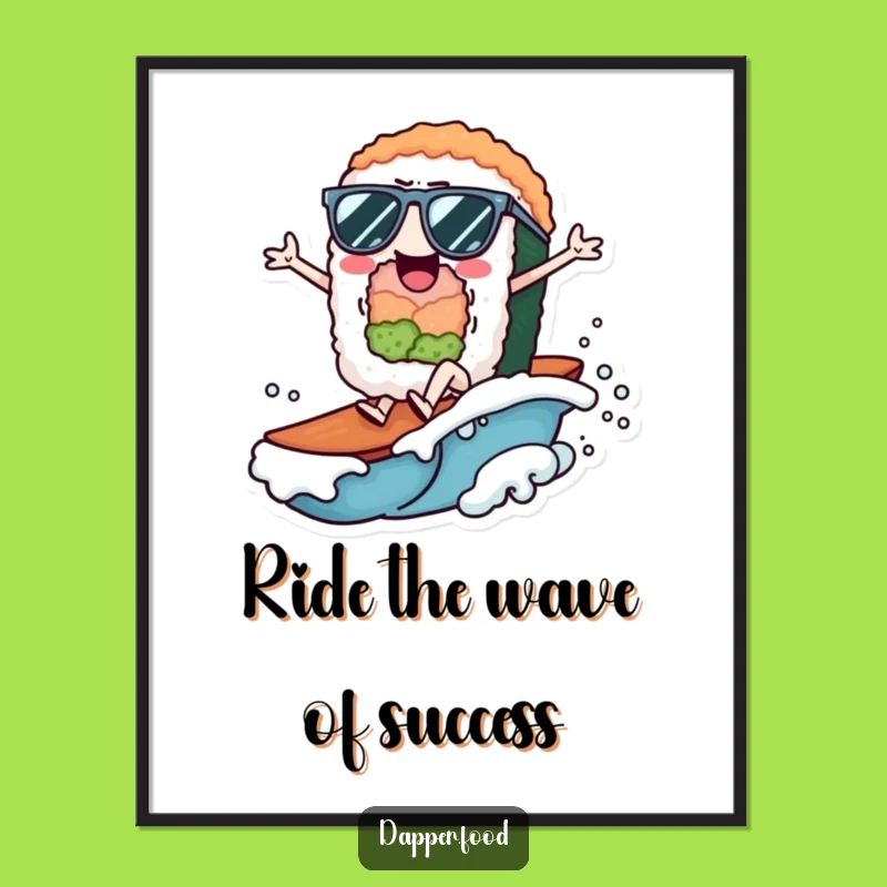 Free Printable Sushi Art: Funny Wave Rider Downloadable Wall Decor