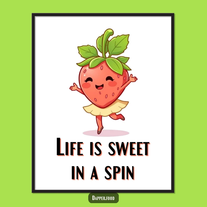 Free Printable Wall Art: Dancing Strawberry Ballet Twirl Downloadable Decor