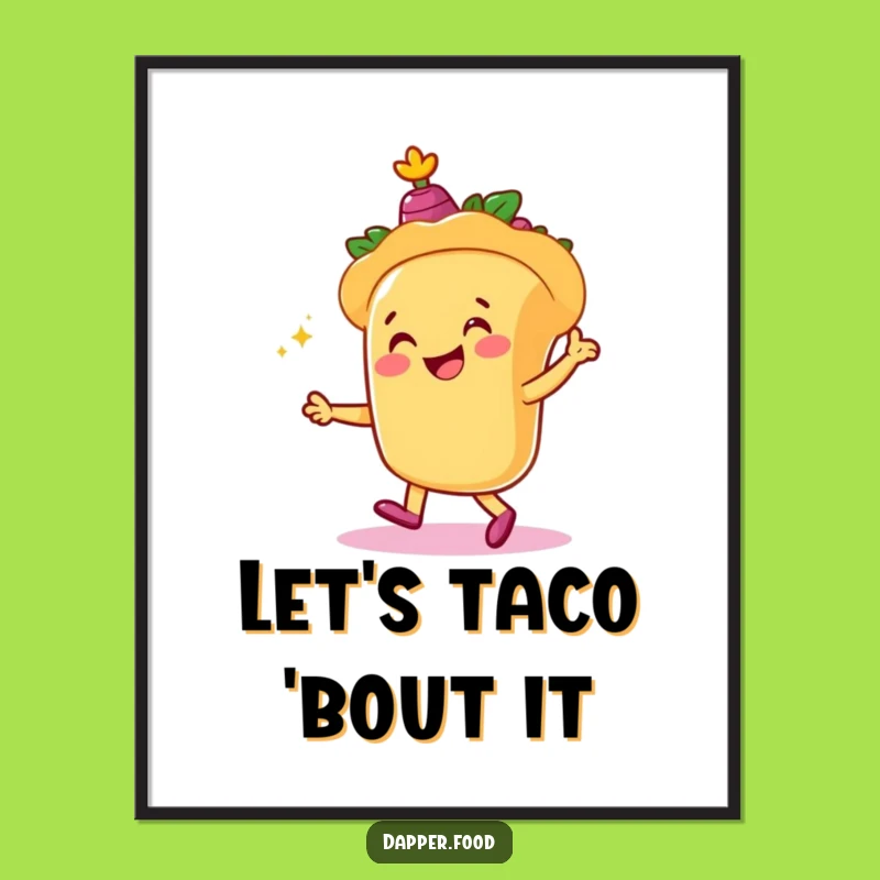 Free Printable Wall Art: Funny Dancing Taco Fiesta Downloadable Decor