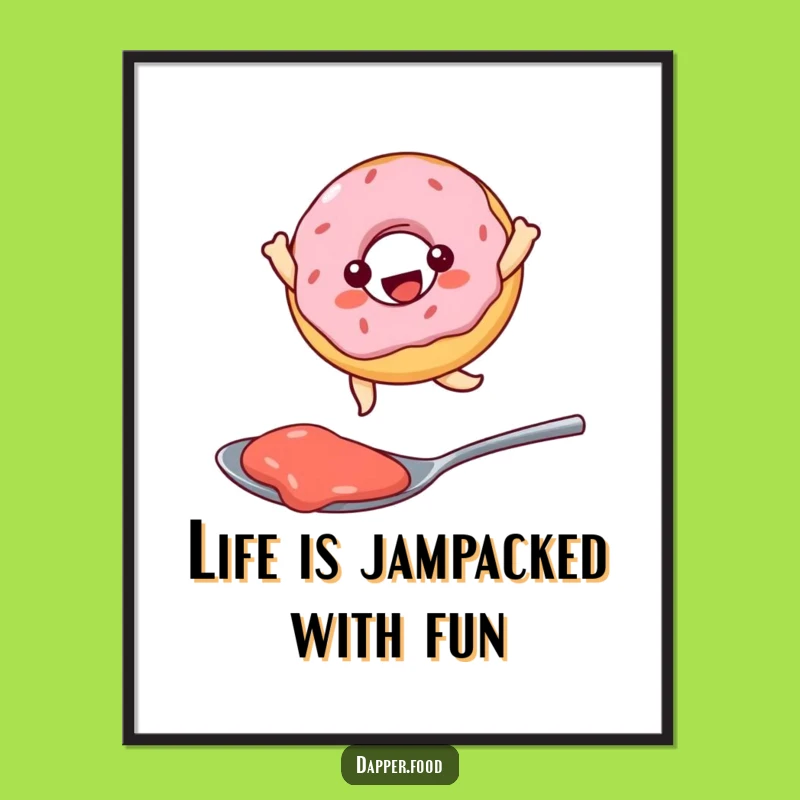 Free Printable Wall Art: Funny Donut Jam Leap Downloadable Decor