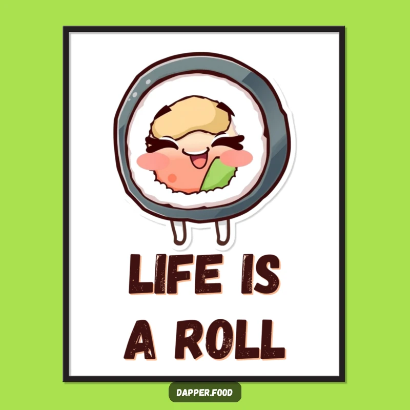 Free Printable Wall Art: Funny Spinning Sushi Roll Downloadable Decor