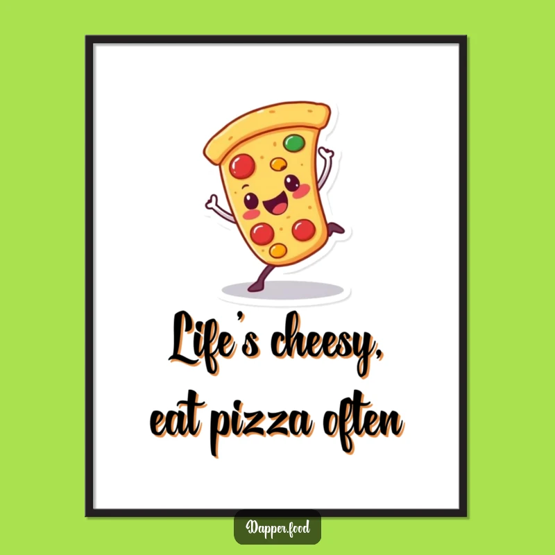 Free Printable Wall Art: Pizza Cartwheel Wobble, Funny Downloadable Decor
