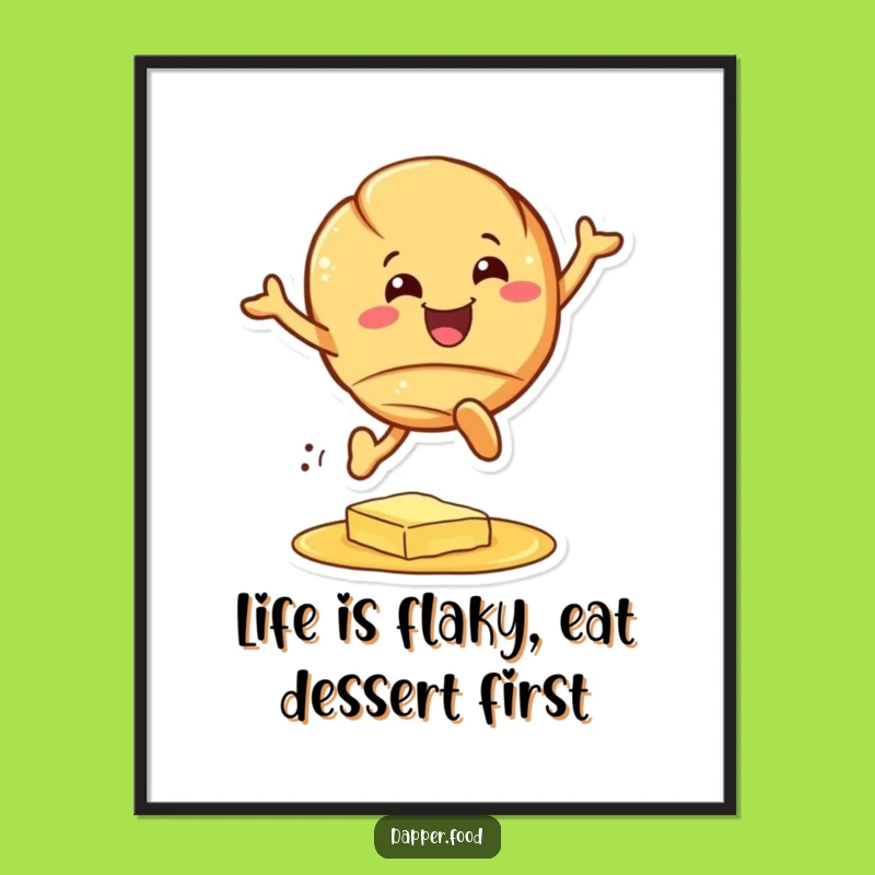 Funny Printable Wall Art: Croissant Character Leaping Pastry Free Downloadable Art!