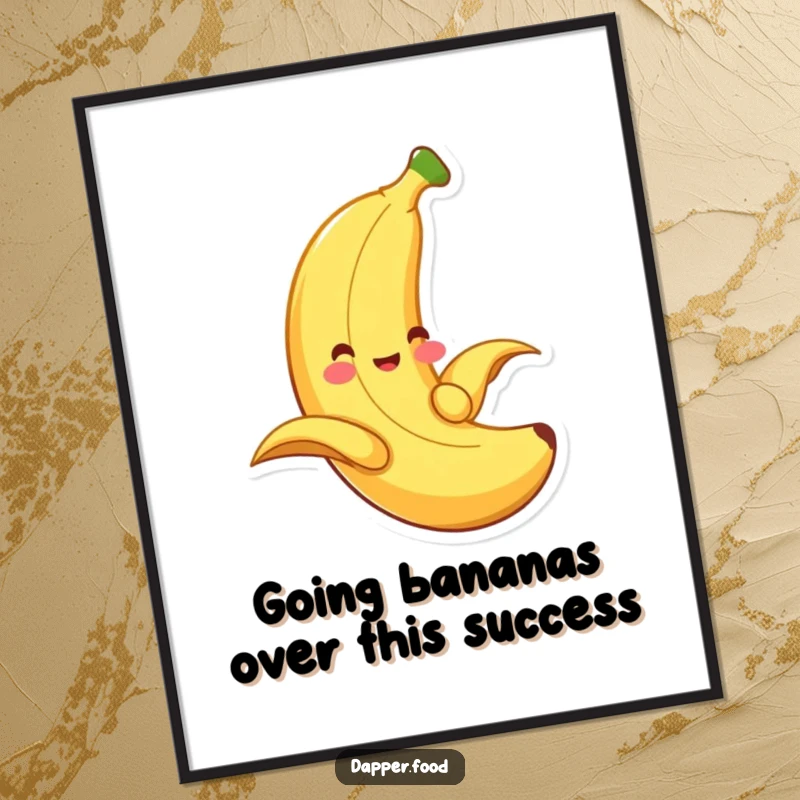 Funny Free Printable Banana Wall Art, a smiling banana gleefully sliding down its own peel, bringing a sense of playful joy to the room.