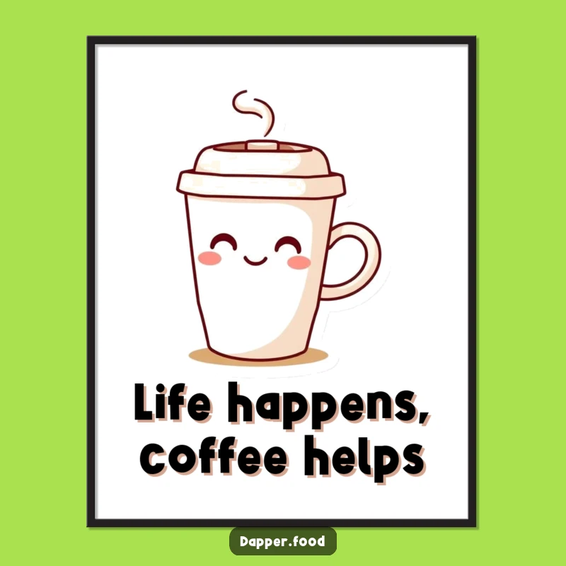 Funny Free Printable Wall Art: Charming Coffee Cup, Joyful Steam, Downloadable Decor, Quirky Art